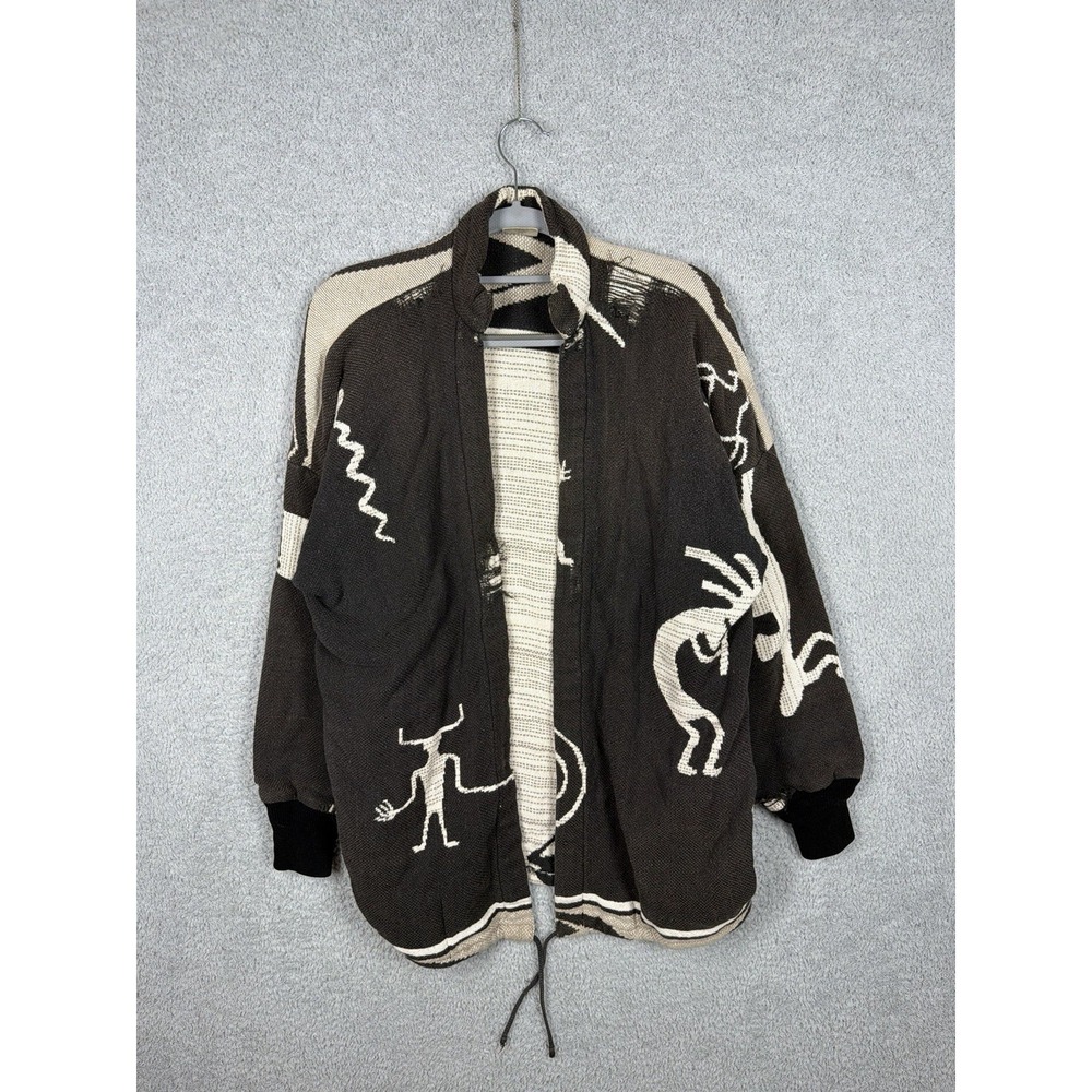 VTG Ann Maurice Tapestry Women‎ Cardigan Tribal Southwestern Knit Open Aprox M-L